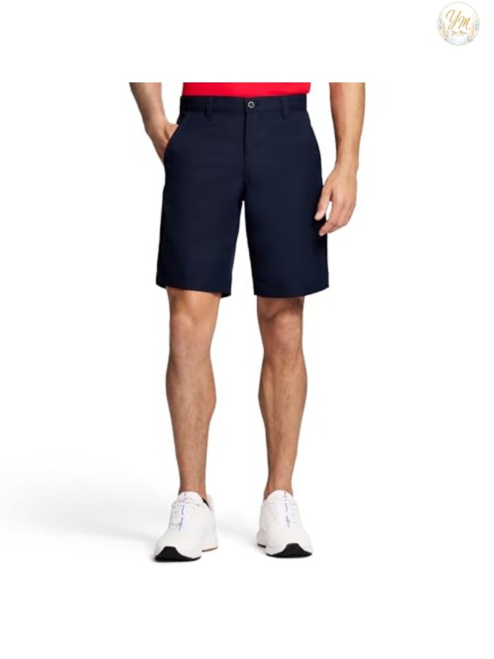 IZOD Men's Flat Front Golf Shorts, 100% Polyester, UPF 15, Quick Dry